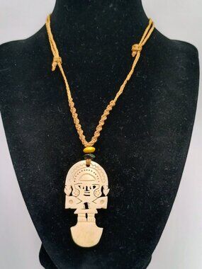 Peruvian Handmade Macrame Woven Tumi Necklace, Amulet for Protection and Luck